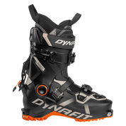 Lightweight 2027 Dynafit Seven Summits Ski Touring boot, black and grey shell, designed for backcountry skiing. Side View.