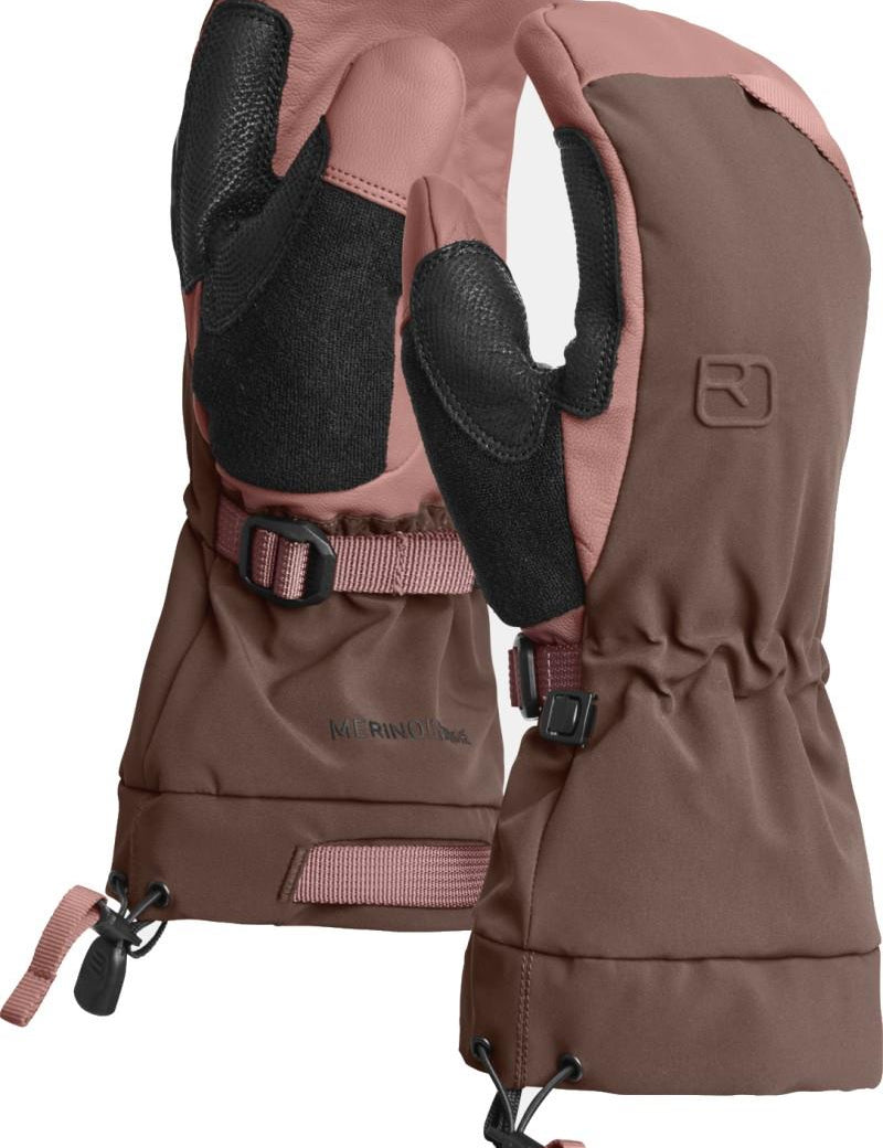 Two tone maroon and brown ski mitt