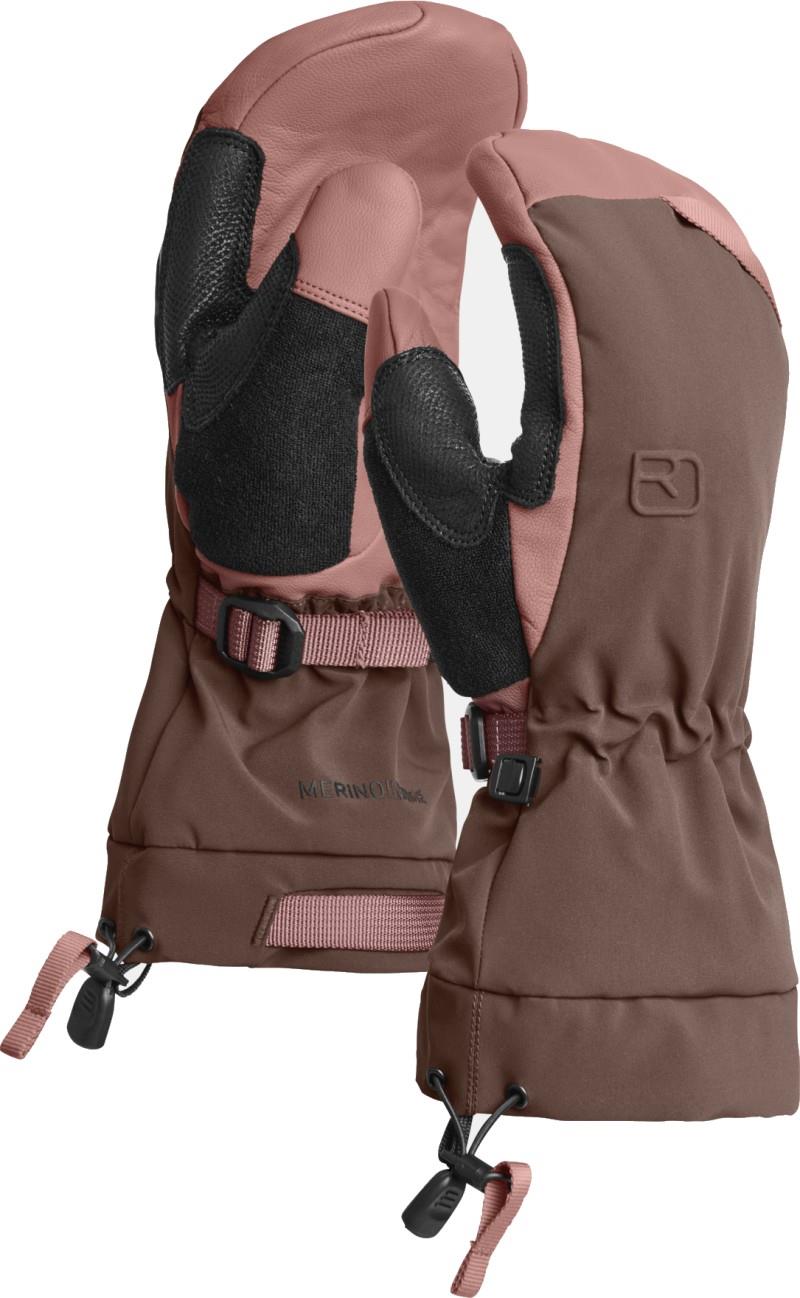 Two tone maroon and brown ski mitt