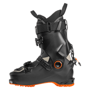 Lightweight 2027 Dynafit Seven Summits Ski Touring boot, black and grey shell, designed for backcountry skiing. Side View.