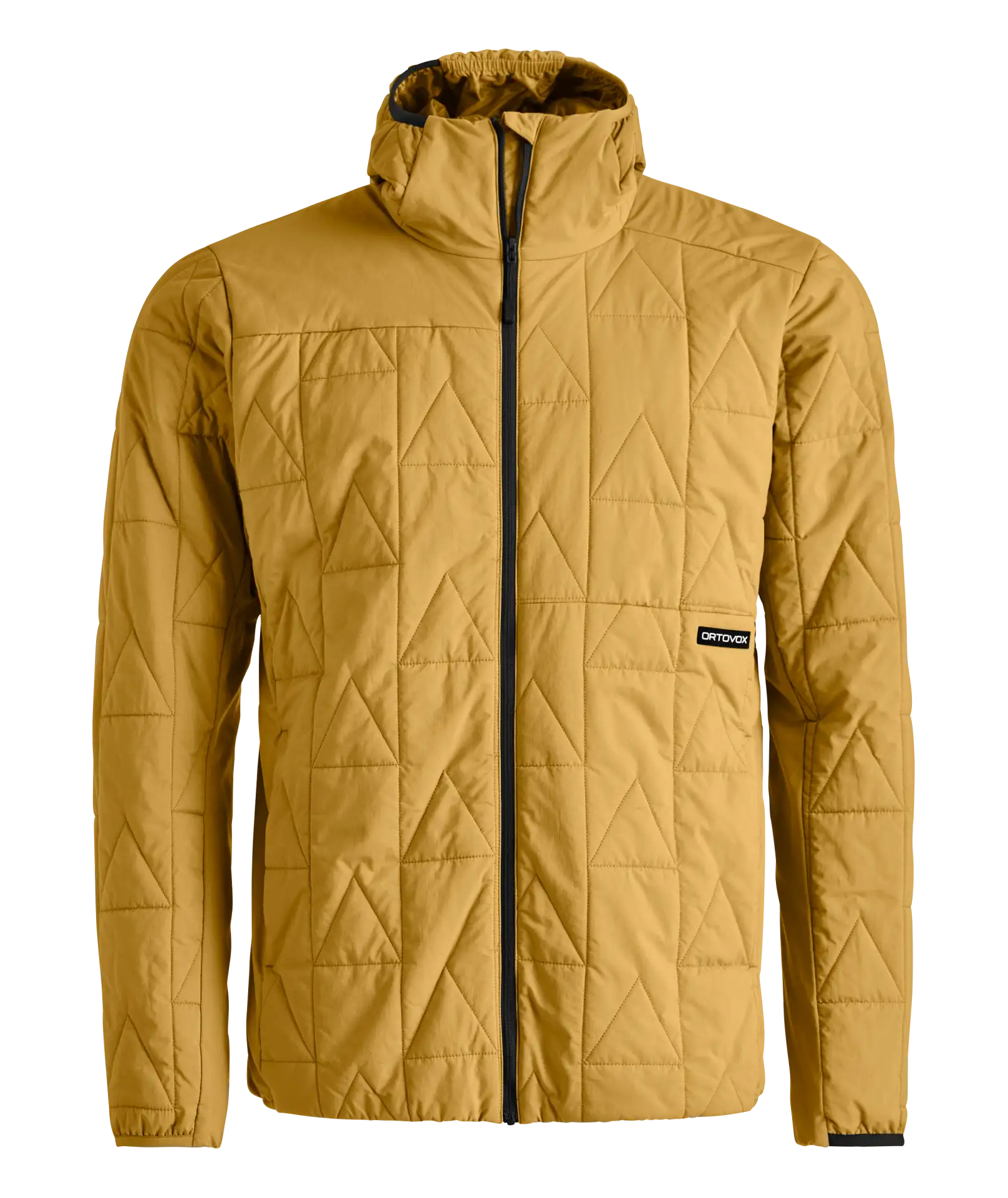 yellow puffer ski jacket with hood
