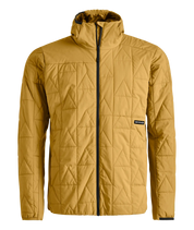 yellow puffer ski jacket with hood